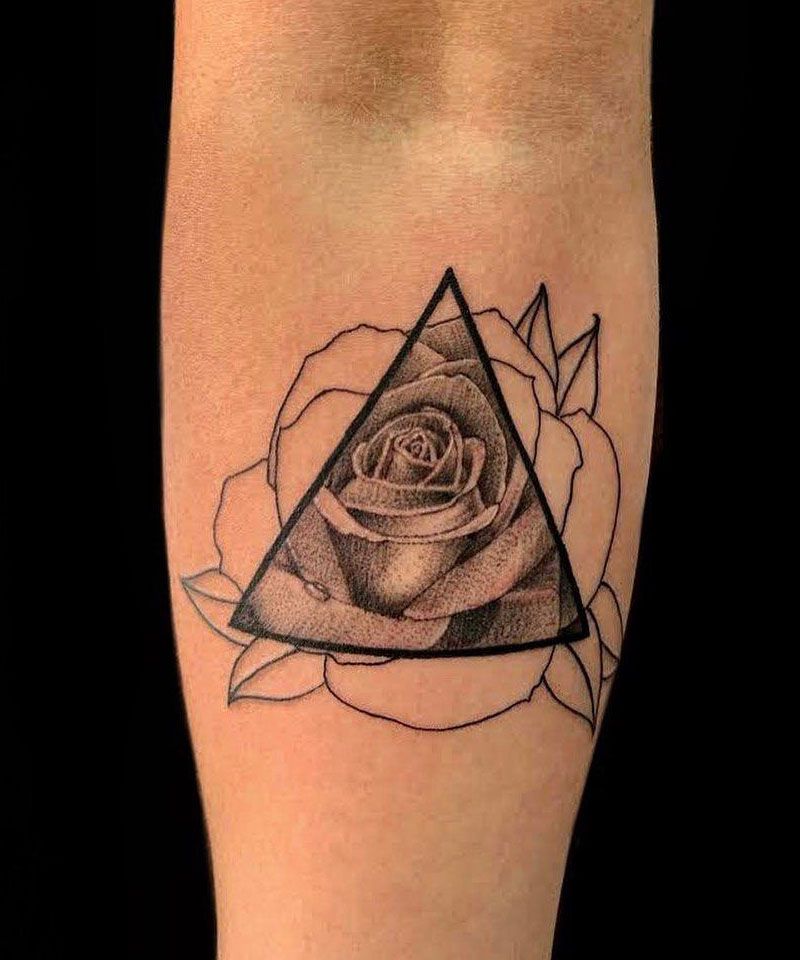 30 Unique Triangle Rose Tattoos for Your Inspiration