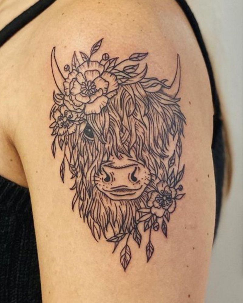 30 Classy Highland Cow Tattoos For Your Next Ink