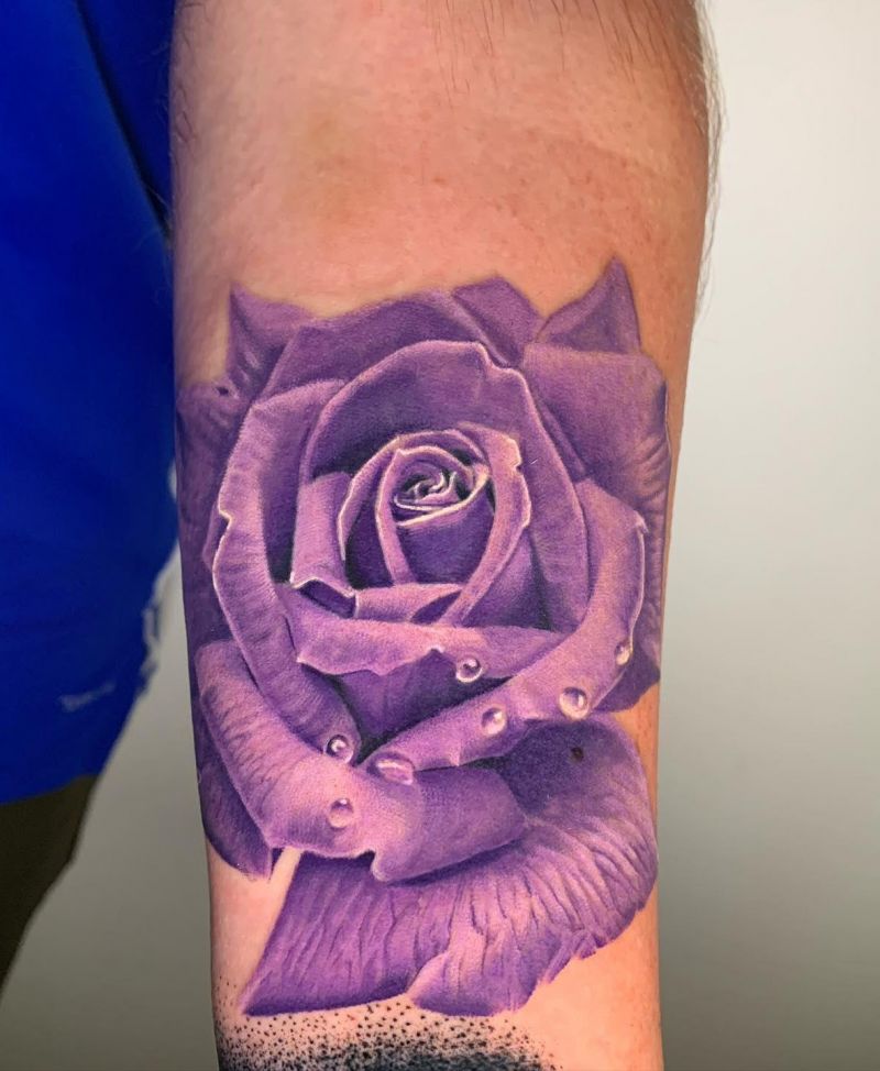 30 Pretty Purple Rose Tattoos to Inspire You