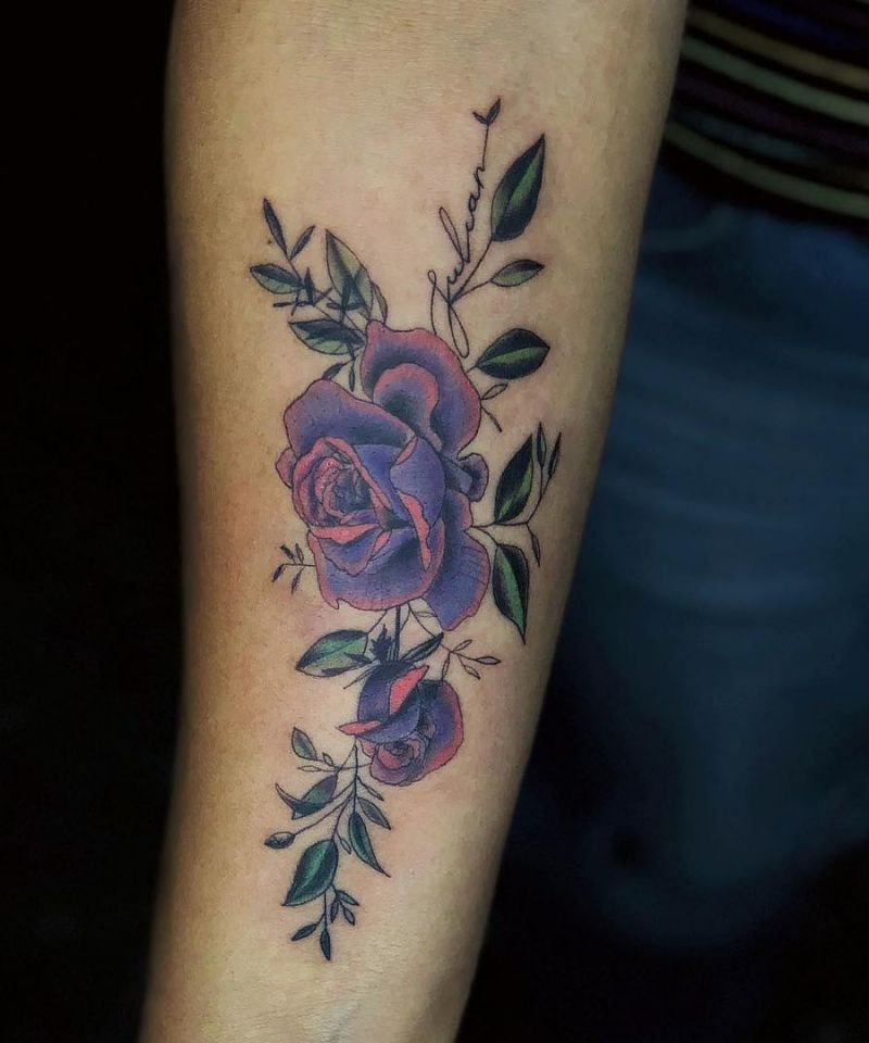 30 Pretty Purple Rose Tattoos to Inspire You