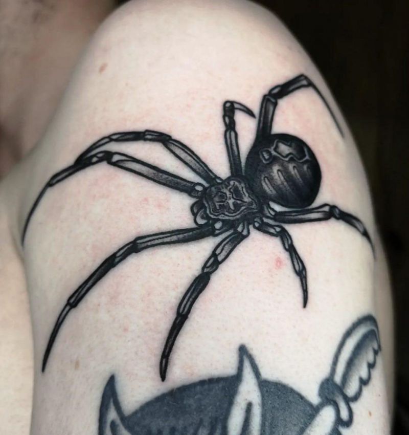 30 Unique Black Widow Spider Tattoos You Must Love