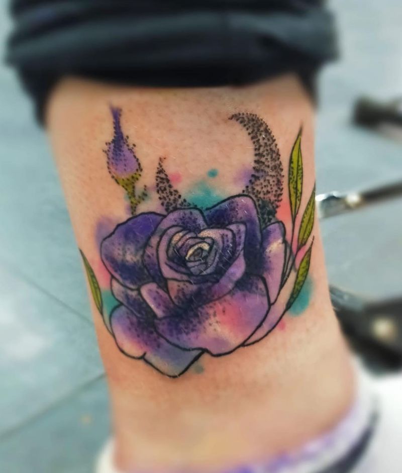 30 Pretty Purple Rose Tattoos to Inspire You