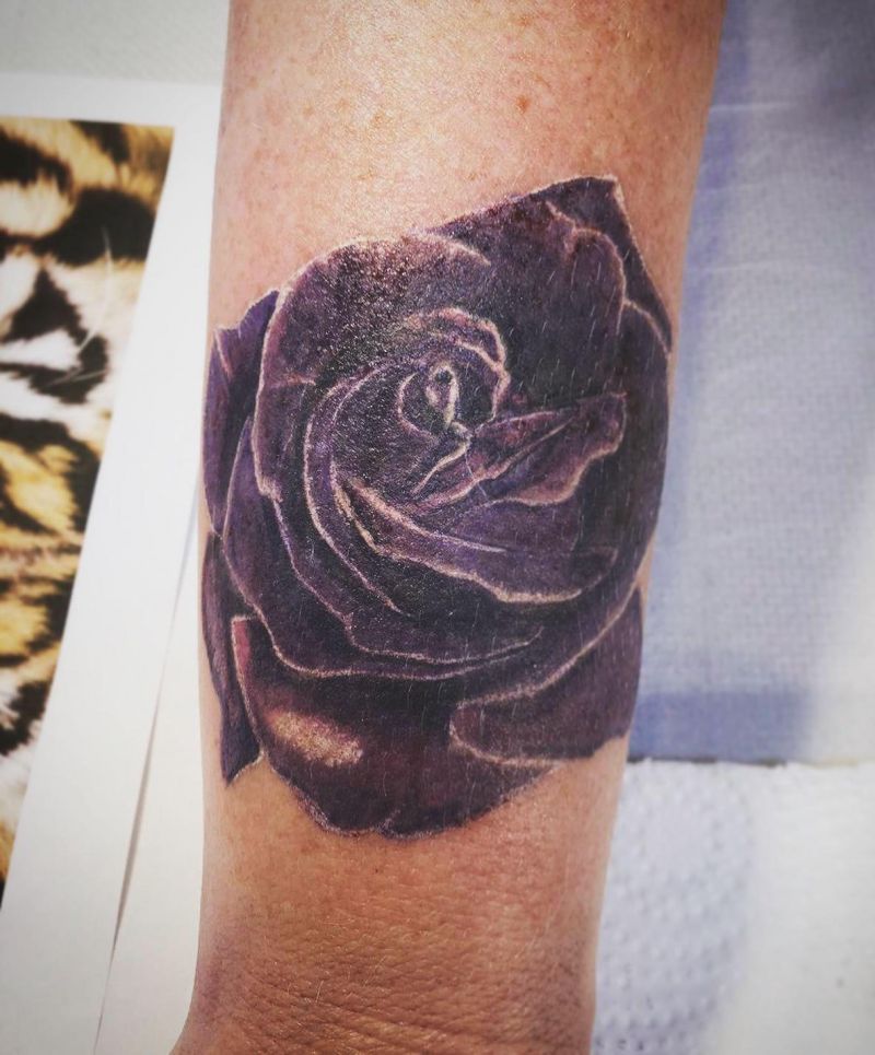 30 Pretty Purple Rose Tattoos to Inspire You