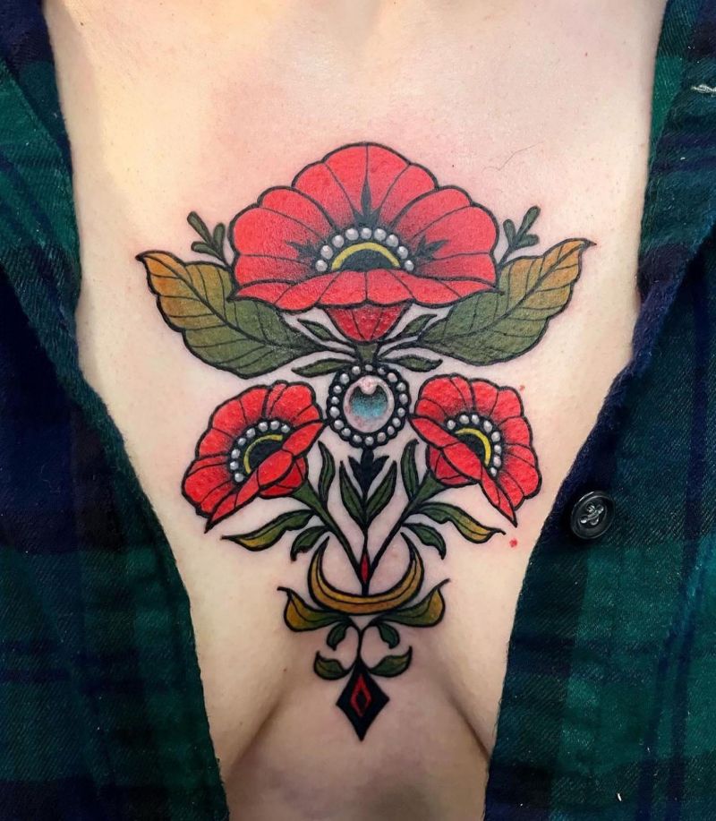 30 Pretty Sternum Tattoos For Your Next Ink