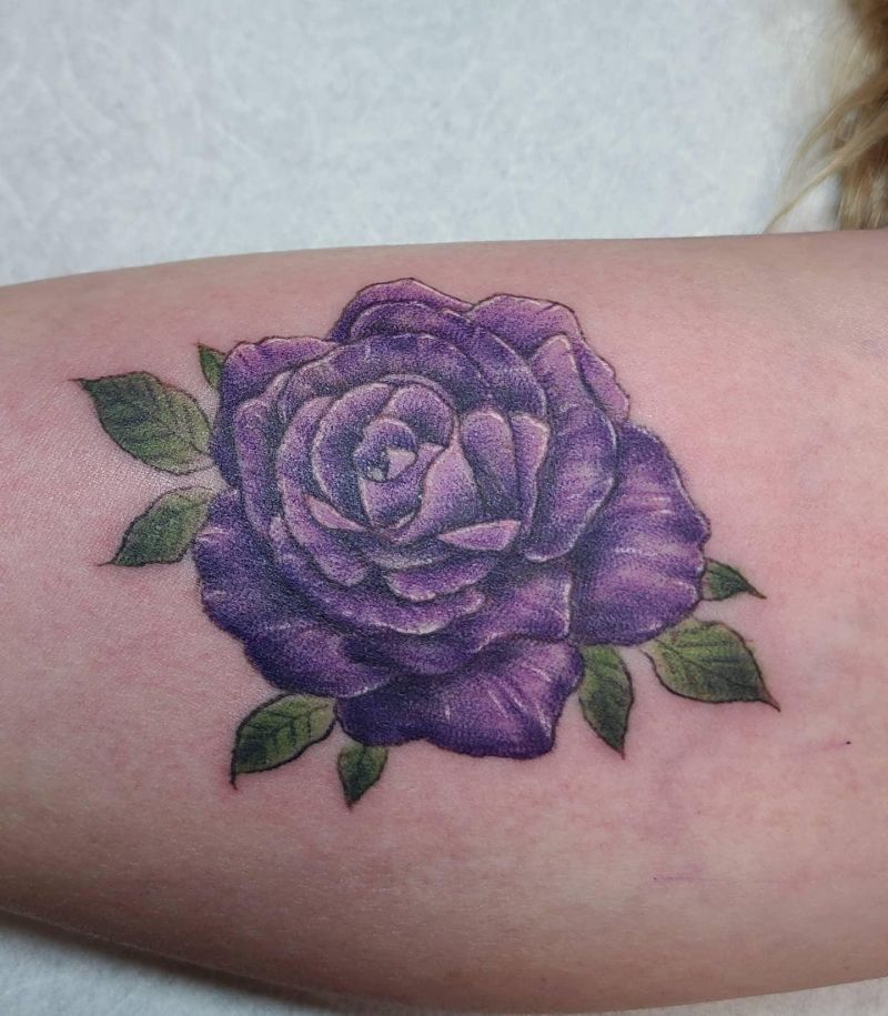 30 Pretty Purple Rose Tattoos to Inspire You