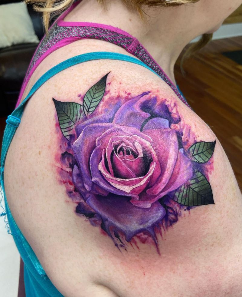 30 Pretty Purple Rose Tattoos to Inspire You