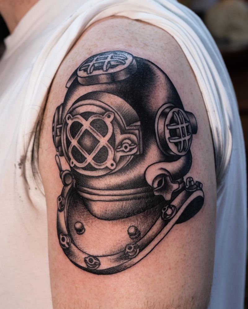 30 Unique Diving Helmet Tattoos You Must Love