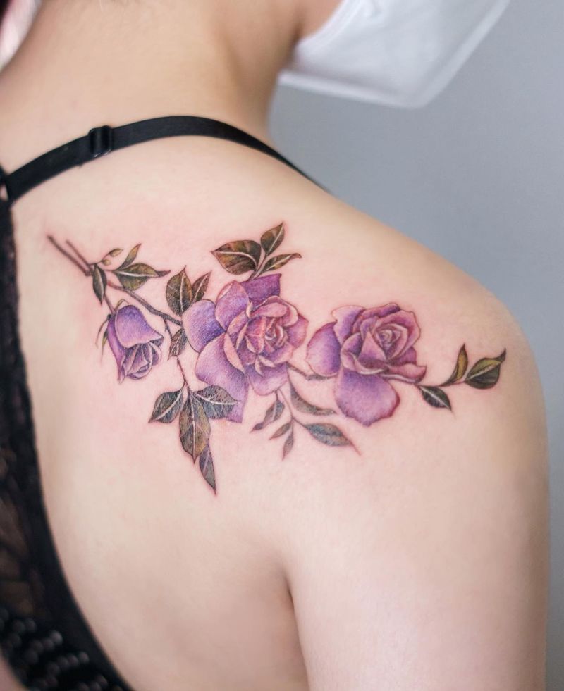 30 Pretty Purple Rose Tattoos to Inspire You