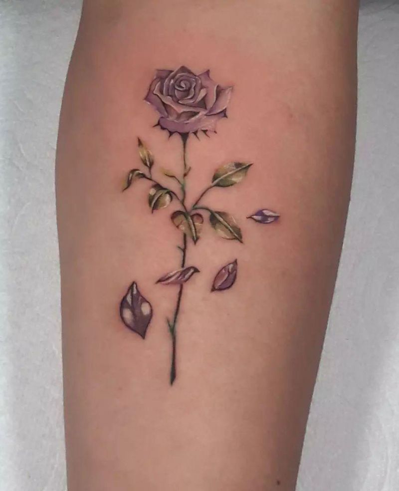 30 Pretty Purple Rose Tattoos to Inspire You