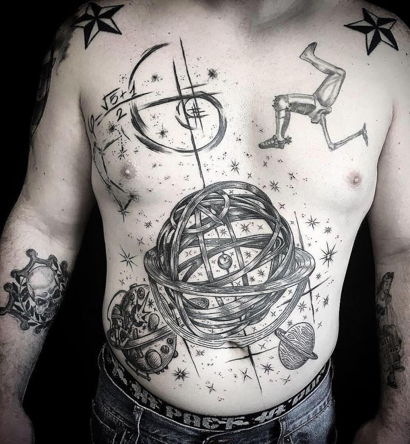 20 Awesome Astrolabe Tattoos You Can Copy