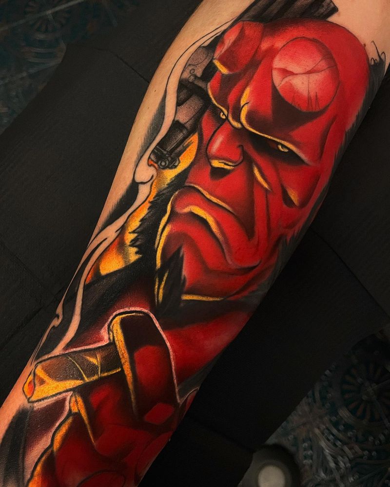 30 Unique Hellboy Tattoos You Must Love