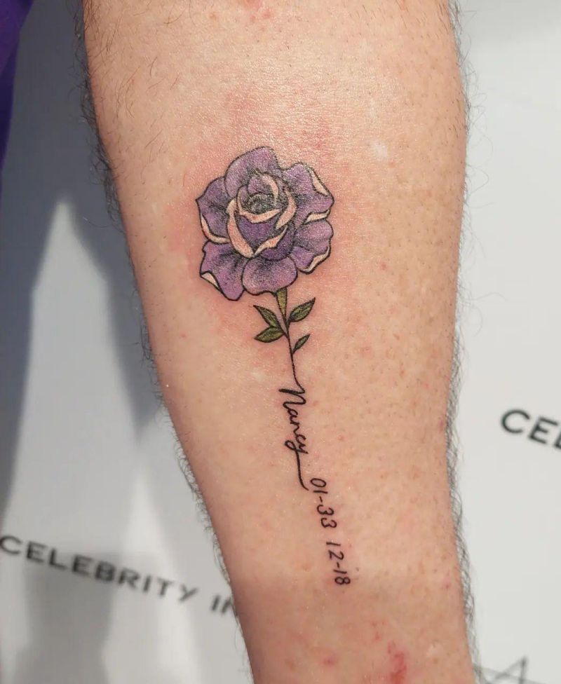 30 Pretty Purple Rose Tattoos to Inspire You