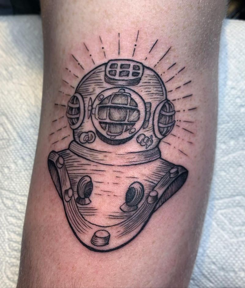 30 Unique Diving Helmet Tattoos You Must Love