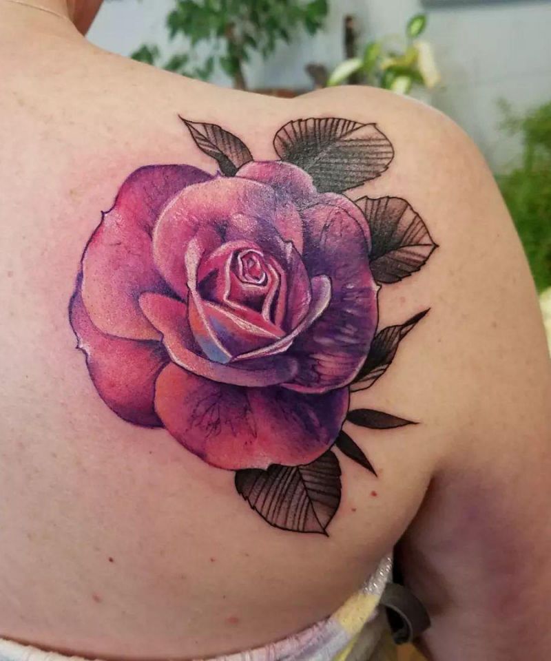 30 Pretty Purple Rose Tattoos to Inspire You