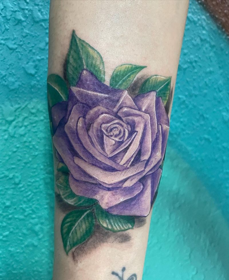 30 Pretty Purple Rose Tattoos to Inspire You