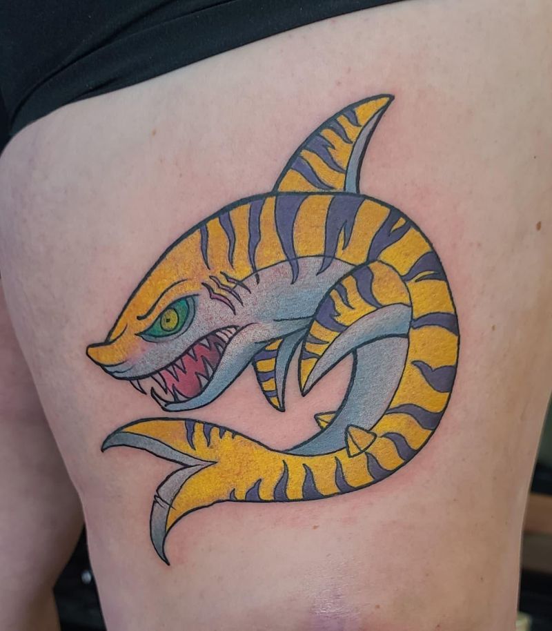 30 Unique Tiger Shark Tattoos You Must Love