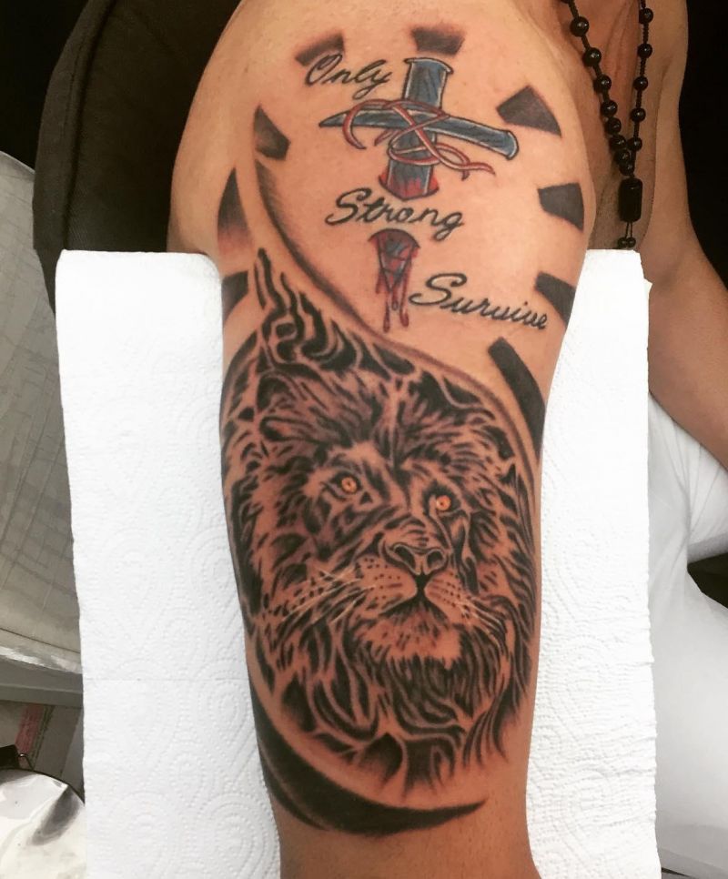 30 Unique Lion Cross Tattoos You Can Copy