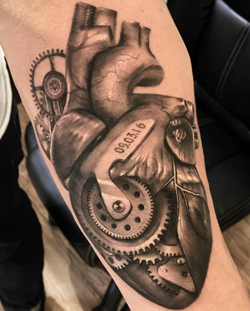30 Unique Mechanical Heart Tattoos You Must Love