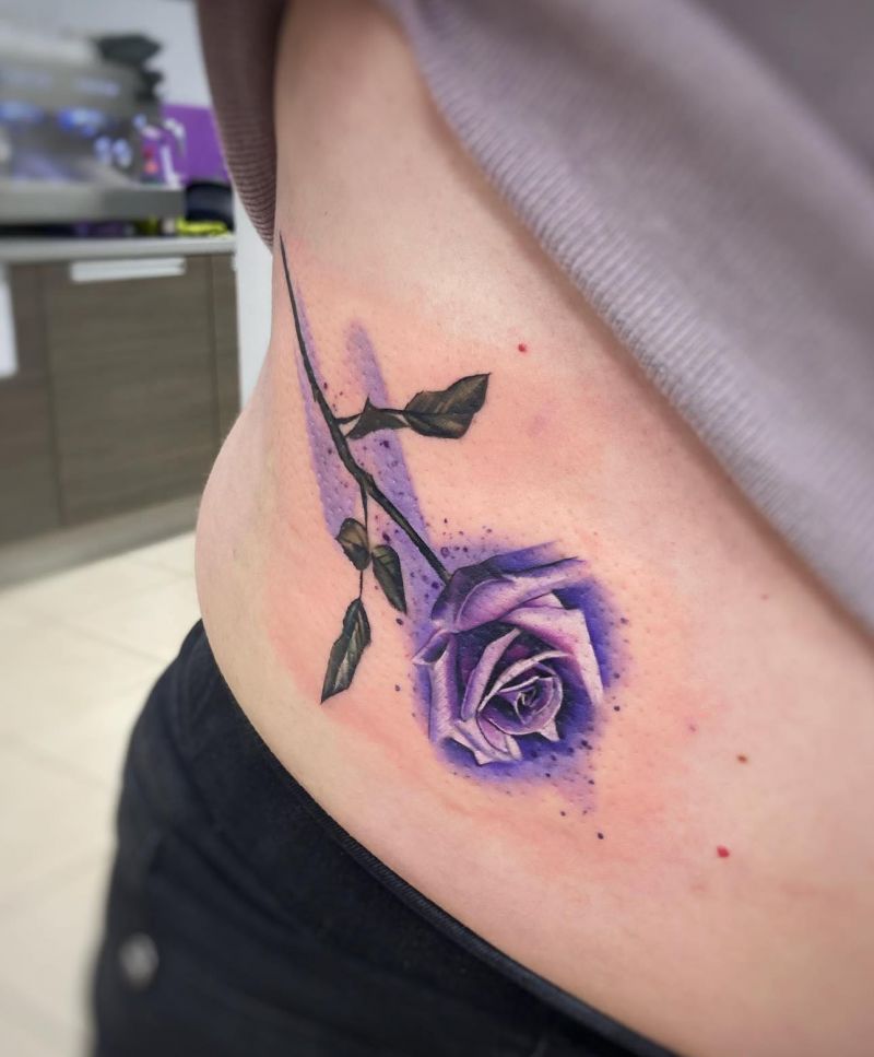 30 Pretty Purple Rose Tattoos to Inspire You