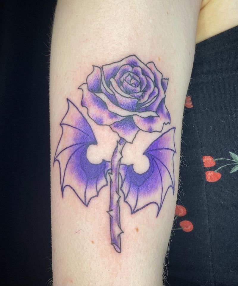 30 Pretty Purple Rose Tattoos to Inspire You