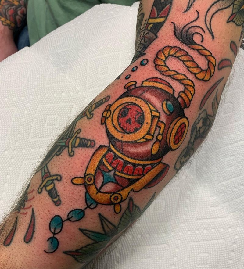 30 Unique Diving Helmet Tattoos You Must Love