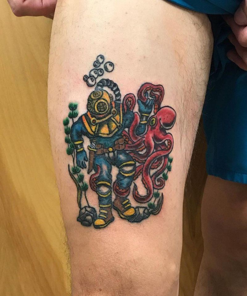 30 Unique Diving Helmet Tattoos You Must Love