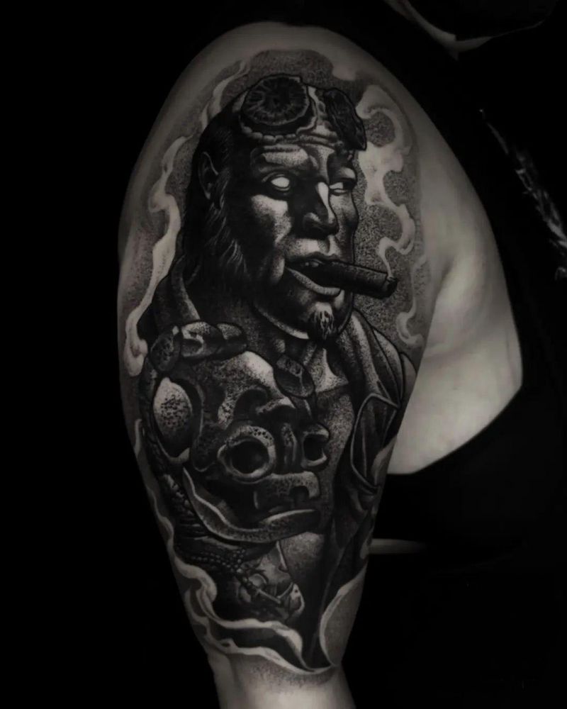 30 Unique Hellboy Tattoos You Must Love