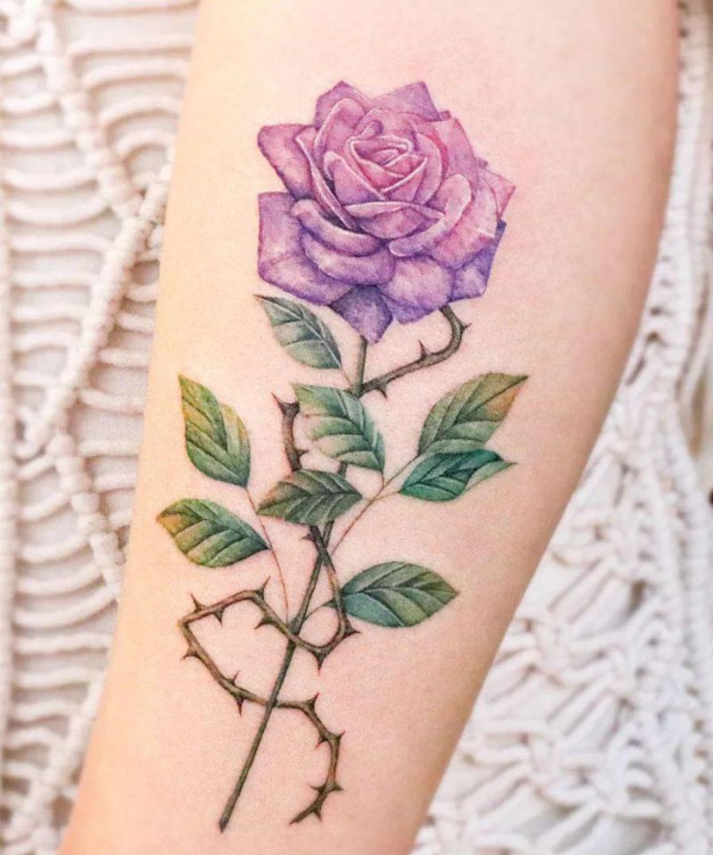 30 Pretty Purple Rose Tattoos to Inspire You