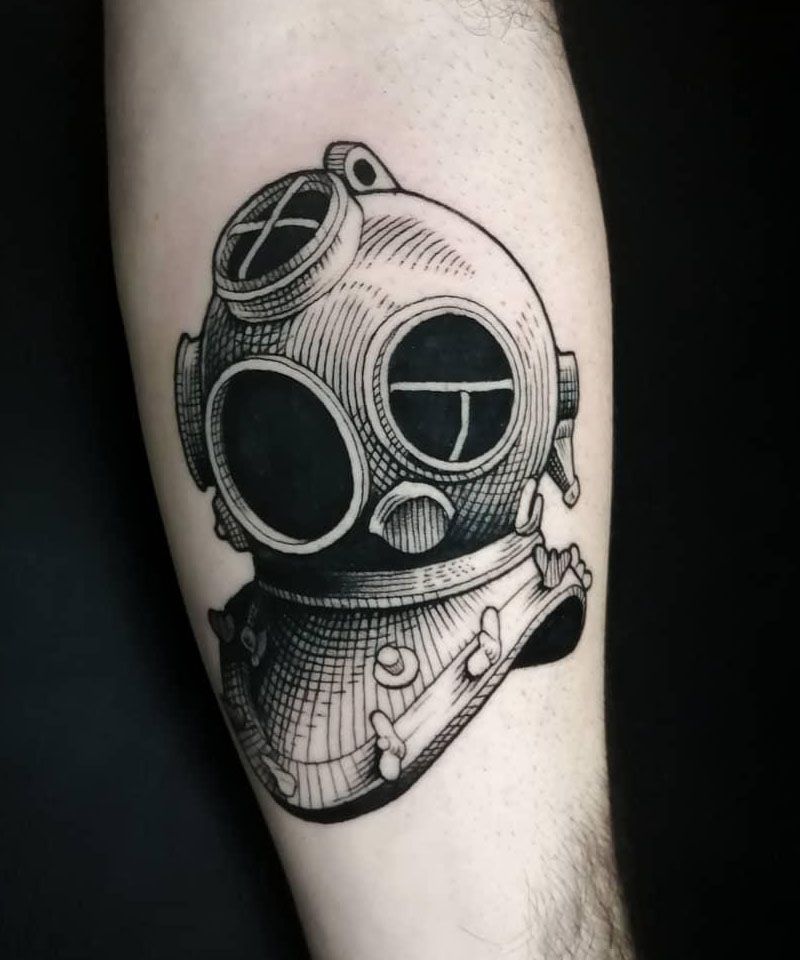 30 Unique Diving Helmet Tattoos You Must Love