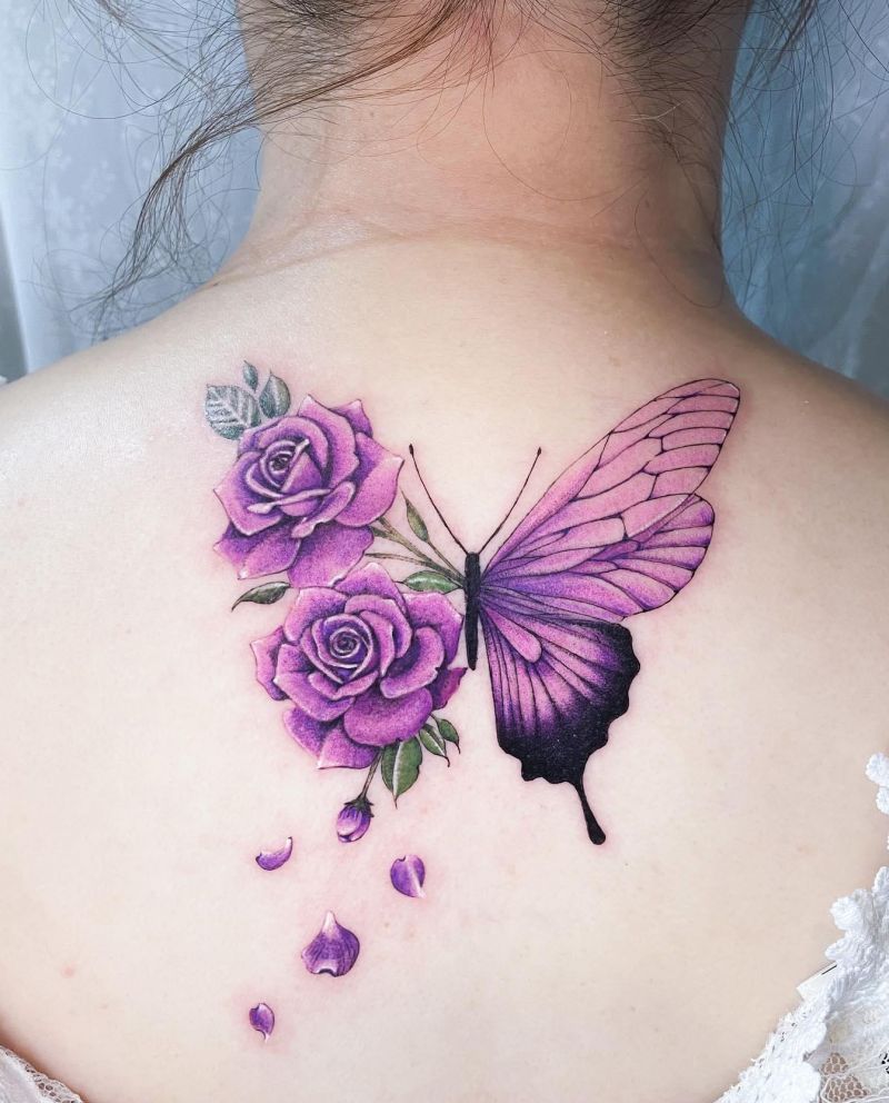 30 Pretty Purple Rose Tattoos to Inspire You