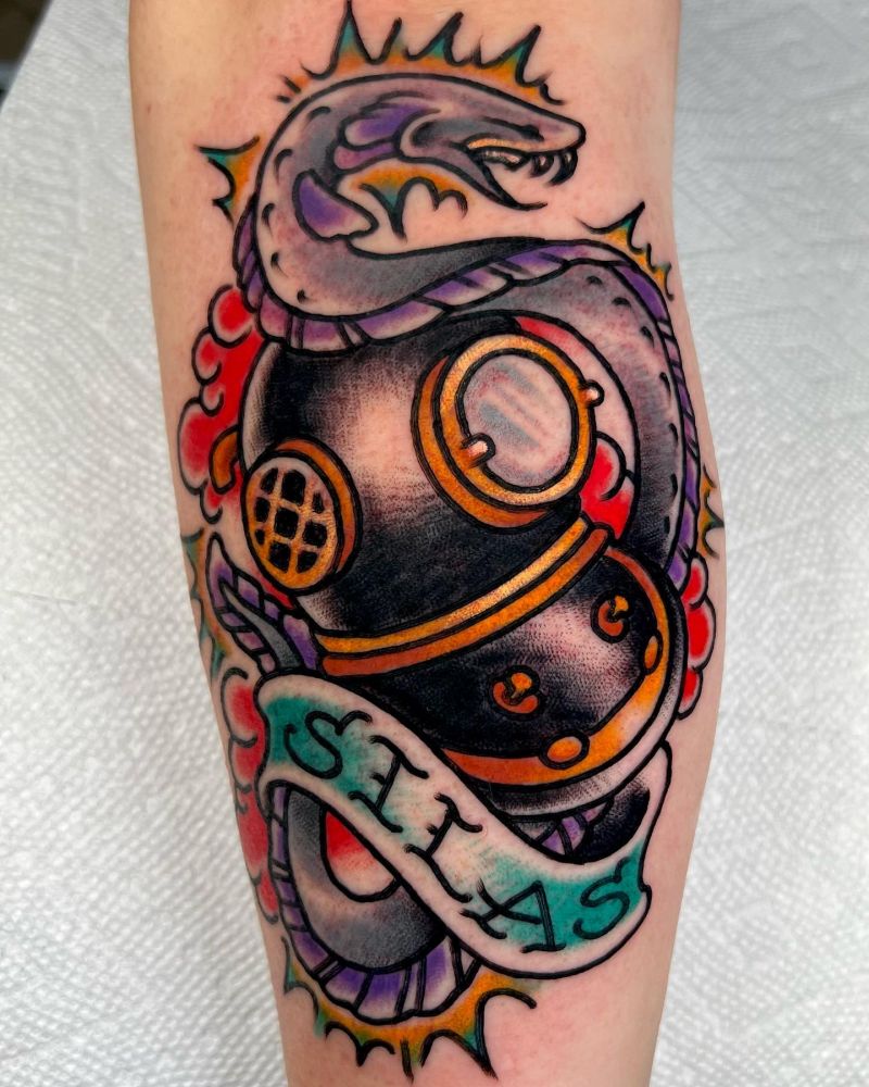 30 Unique Diving Helmet Tattoos You Must Love