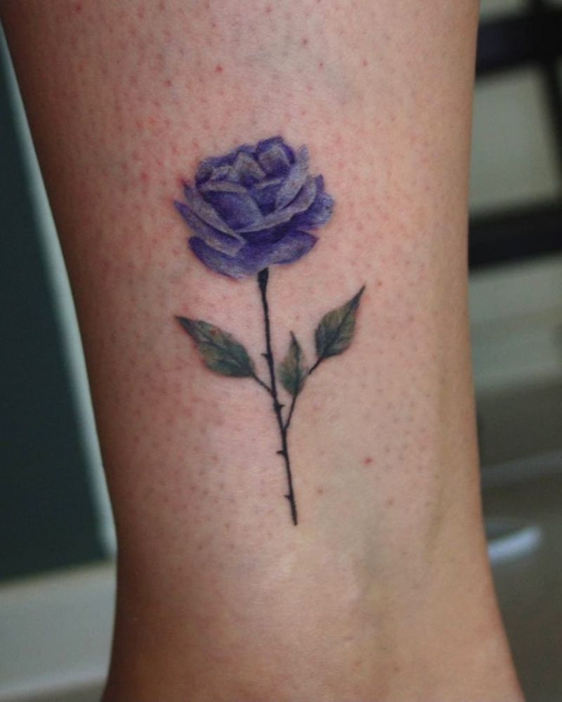 30 Pretty Purple Rose Tattoos to Inspire You