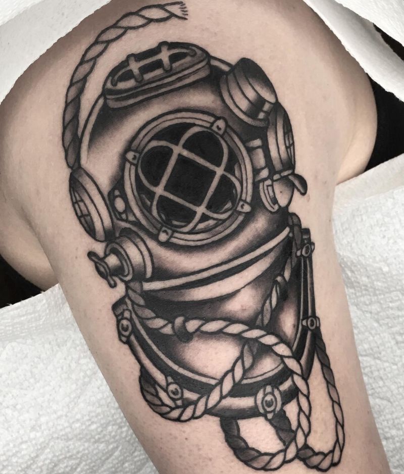 30 Unique Diving Helmet Tattoos You Must Love