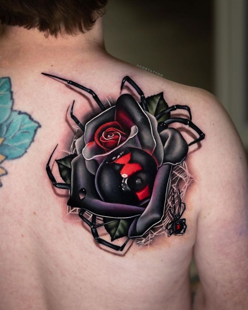 30 Unique Black Widow Spider Tattoos You Must Love