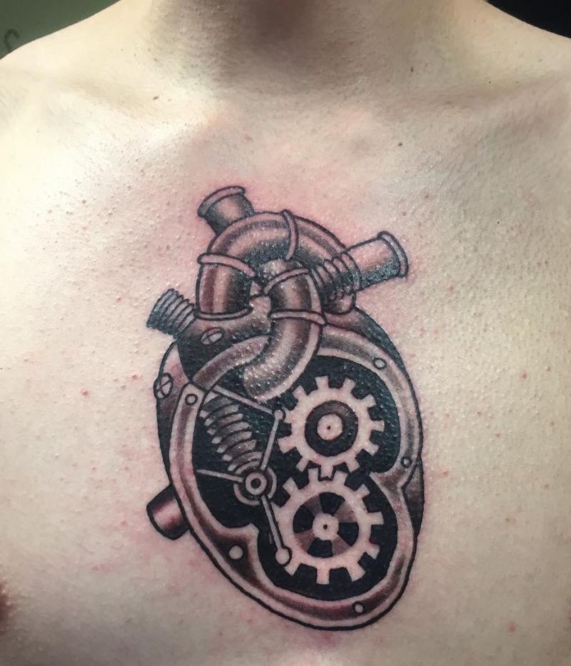 30 Unique Mechanical Heart Tattoos You Must Love