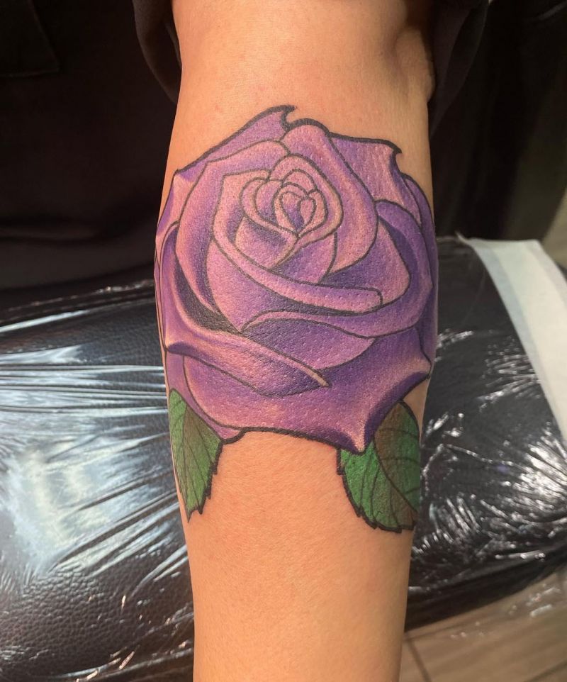 30 Pretty Purple Rose Tattoos to Inspire You