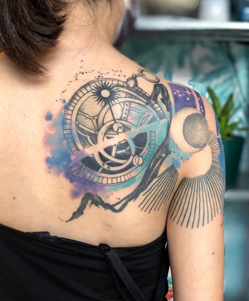 20 Awesome Astrolabe Tattoos You Can Copy