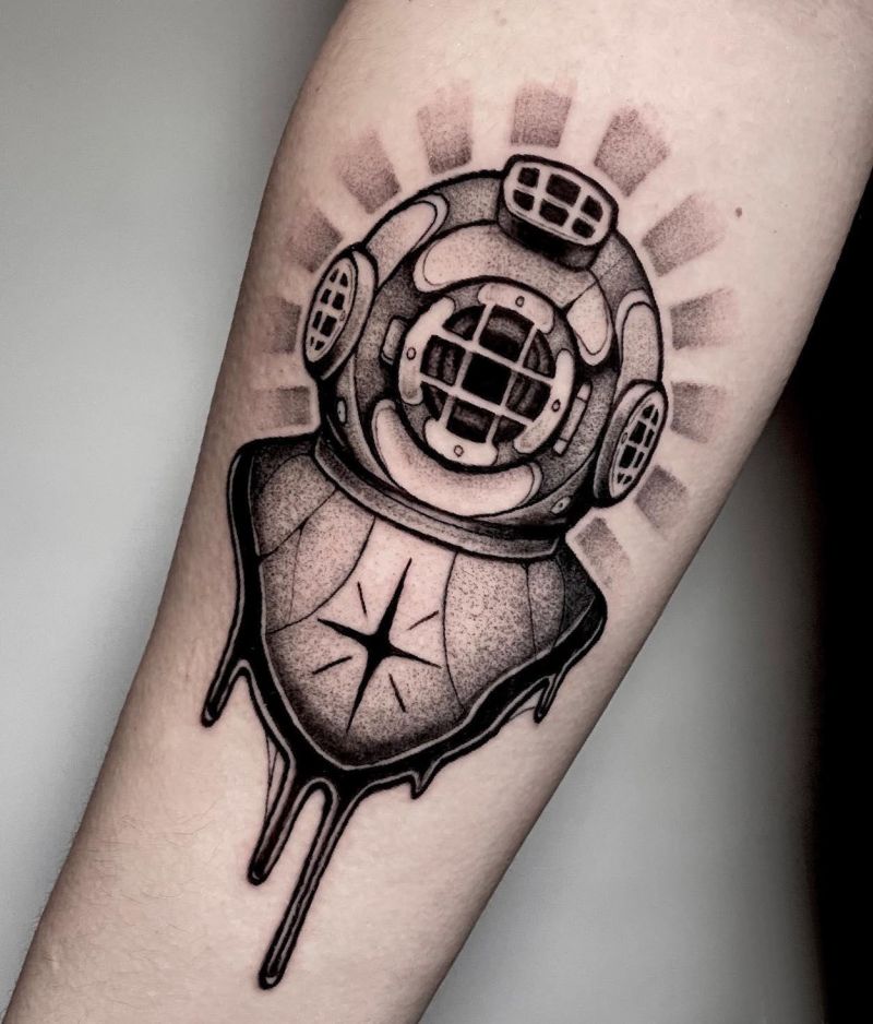 30 Unique Diving Helmet Tattoos You Must Love