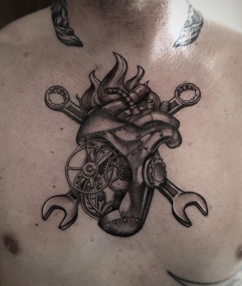 30 Unique Mechanical Heart Tattoos You Must Love