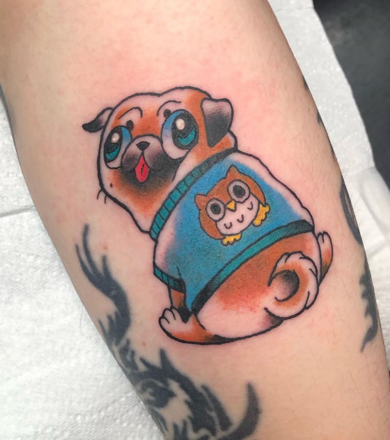 30 Cute Pug Tattoos You Must Love