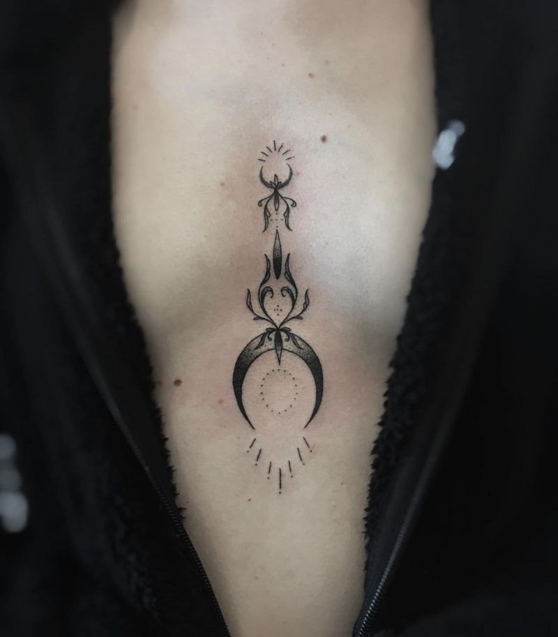 30 Pretty Sternum Tattoos For Your Next Ink