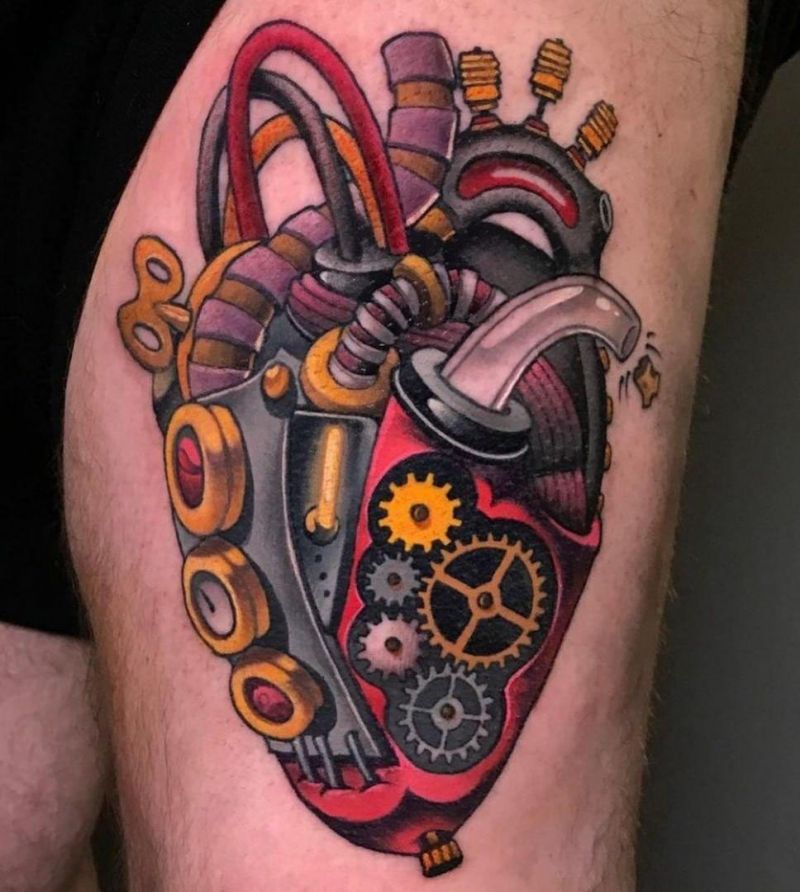 30 Unique Mechanical Heart Tattoos You Must Love