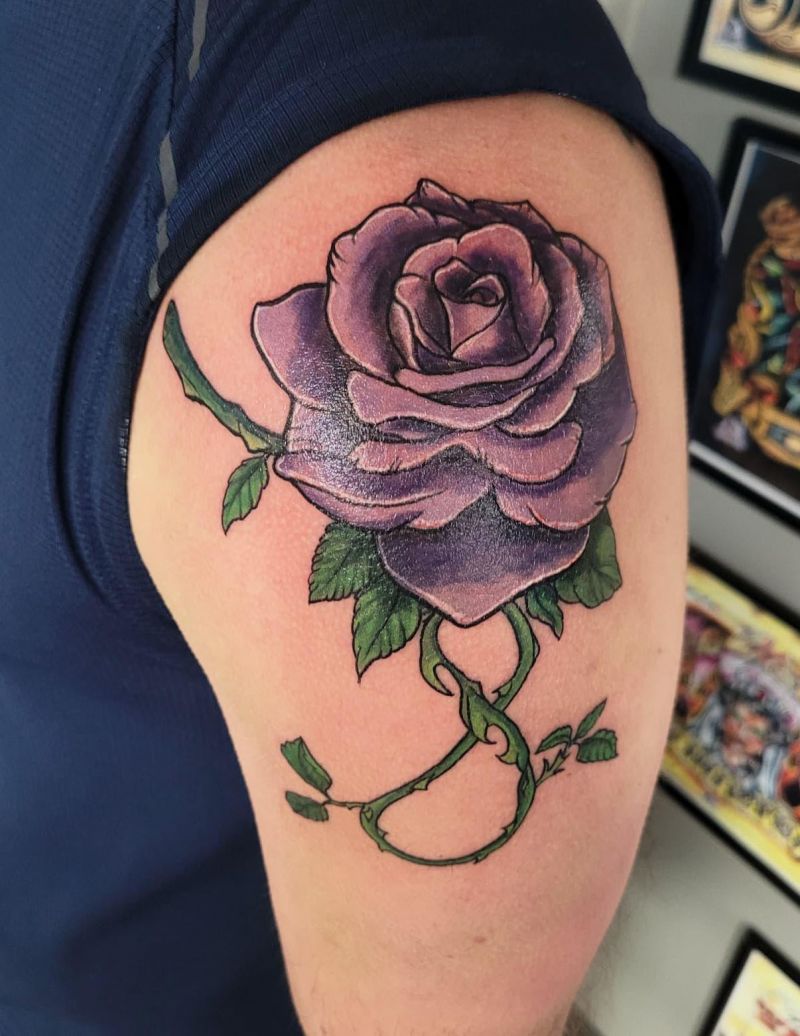 30 Pretty Purple Rose Tattoos to Inspire You