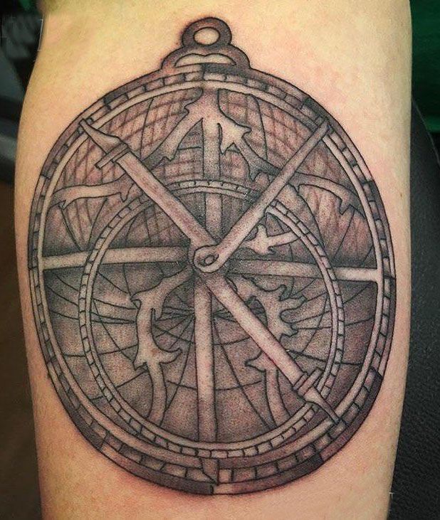 20 Awesome Astrolabe Tattoos You Can Copy