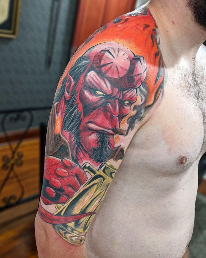 30 Unique Hellboy Tattoos You Must Love