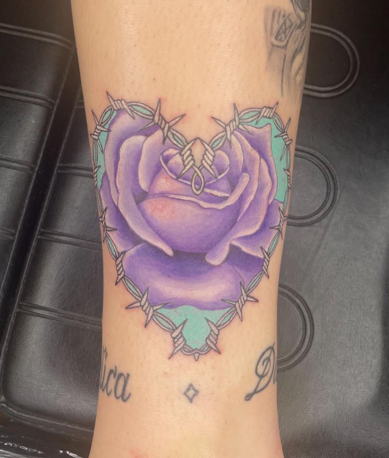 30 Pretty Purple Rose Tattoos to Inspire You