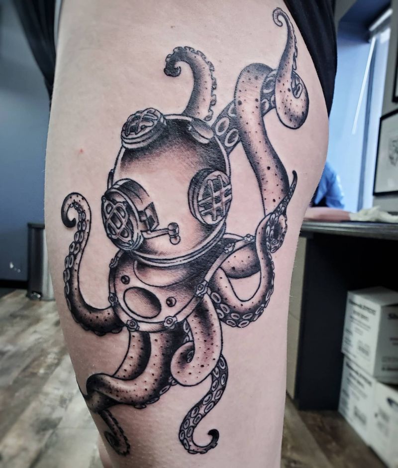 30 Unique Diving Helmet Tattoos You Must Love