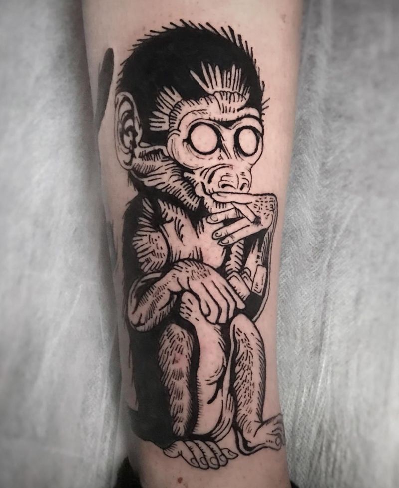 6 Unique Monkey Smoking Tattoos You Can Copy