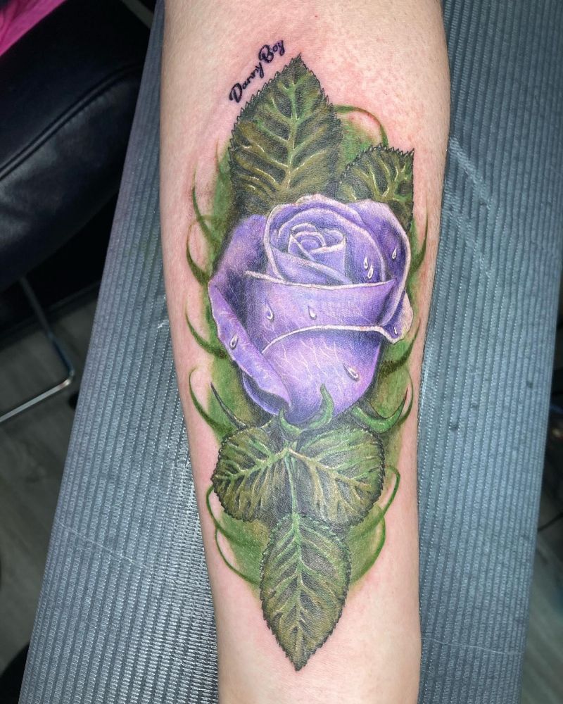 30 Pretty Purple Rose Tattoos to Inspire You