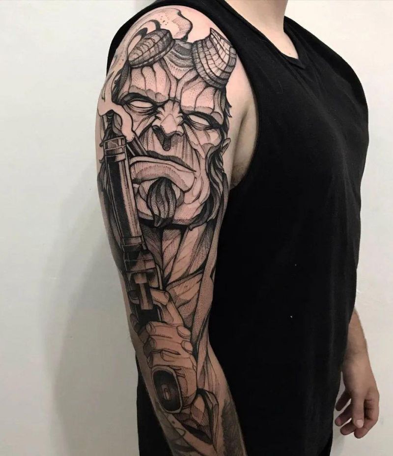 30 Unique Hellboy Tattoos You Must Love